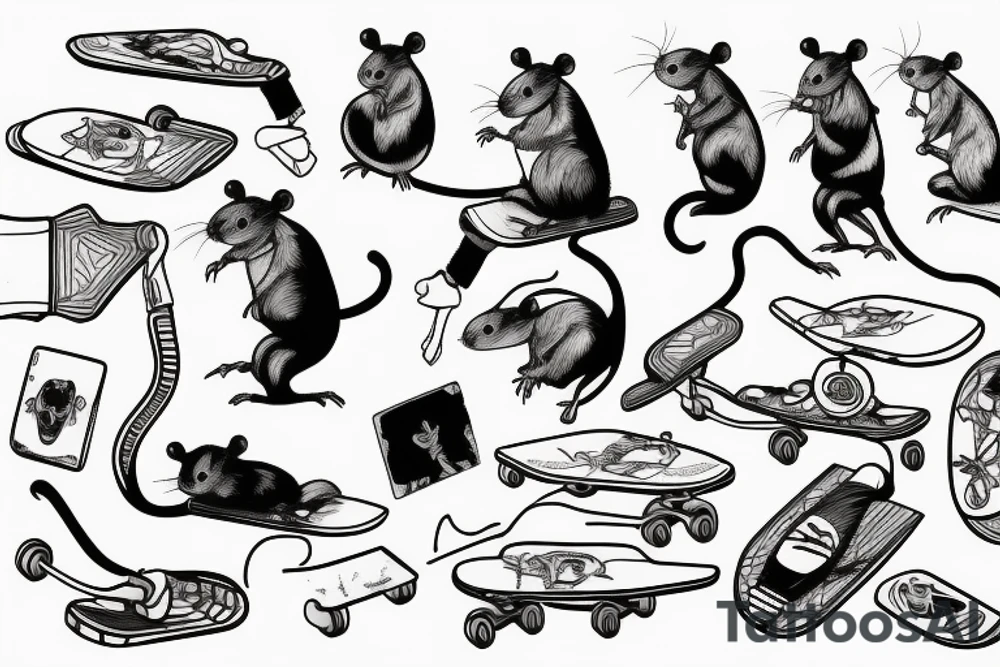 rat on skateboard tattoo idea
