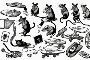 rat on skateboard tattoo idea