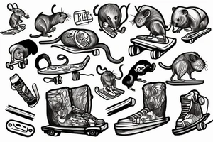 rat on skateboard tattoo idea