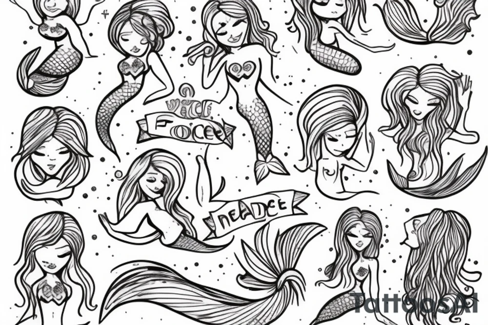 Friendly Mermaid doing a peace sign tattoo idea