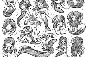 Friendly Mermaid doing a peace sign tattoo idea