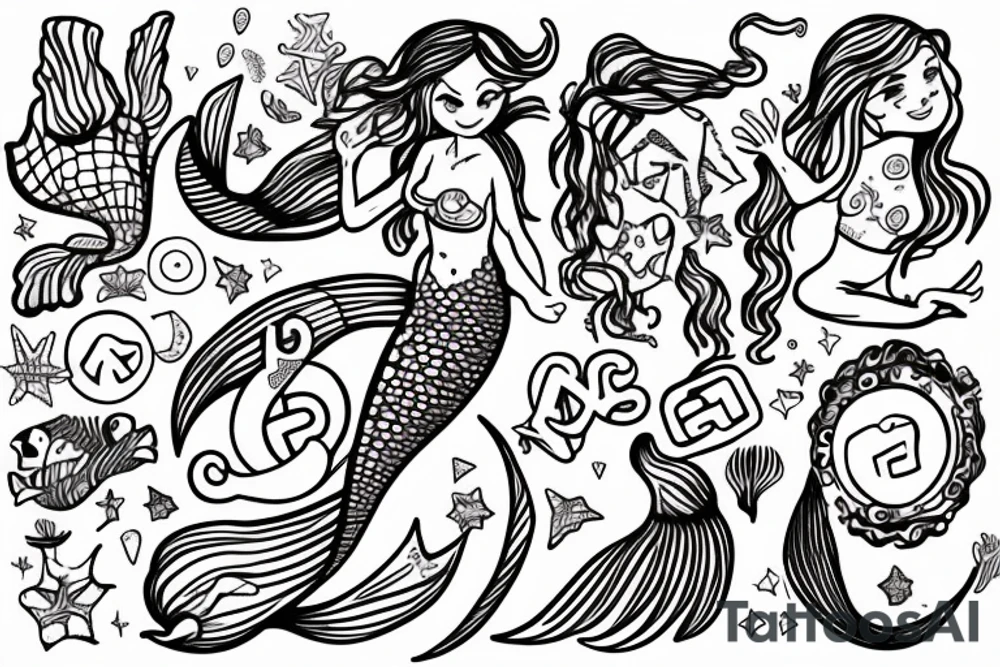 Friendly Mermaid doing a peace sign tattoo idea