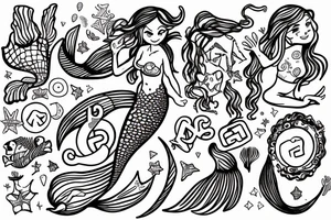 Friendly Mermaid doing a peace sign tattoo idea
