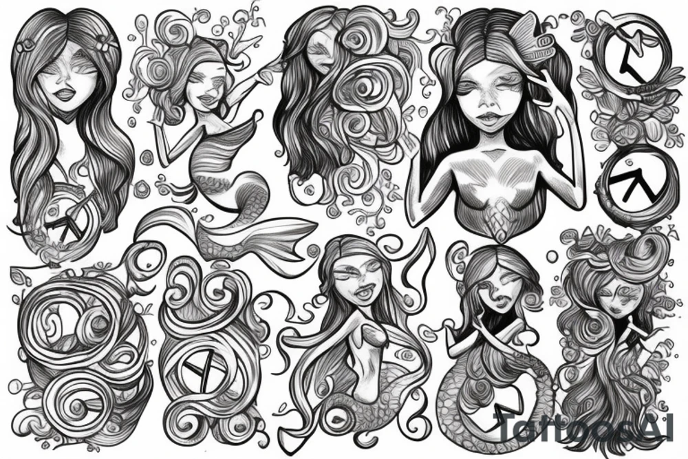 Realistic Mermaid doing a peace sign tattoo idea