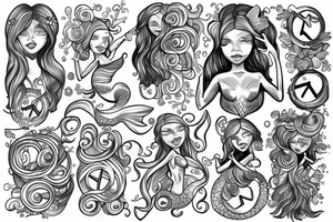 Realistic Mermaid doing a peace sign tattoo idea
