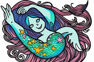 Realistic Mermaid doing a peace sign tattoo idea