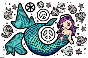 Realistic Mermaid doing a peace sign tattoo idea