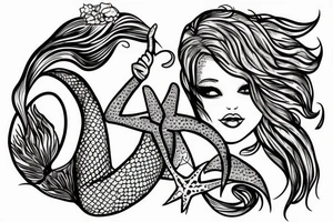 Realistic Mermaid doing a peace sign tattoo idea