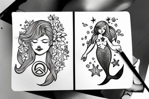 Realistic Mermaid doing a peace sign tattoo idea