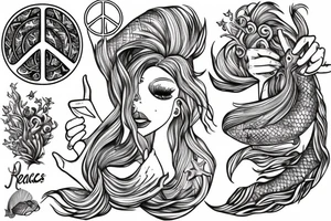 Realistic Mermaid doing a peace sign tattoo idea