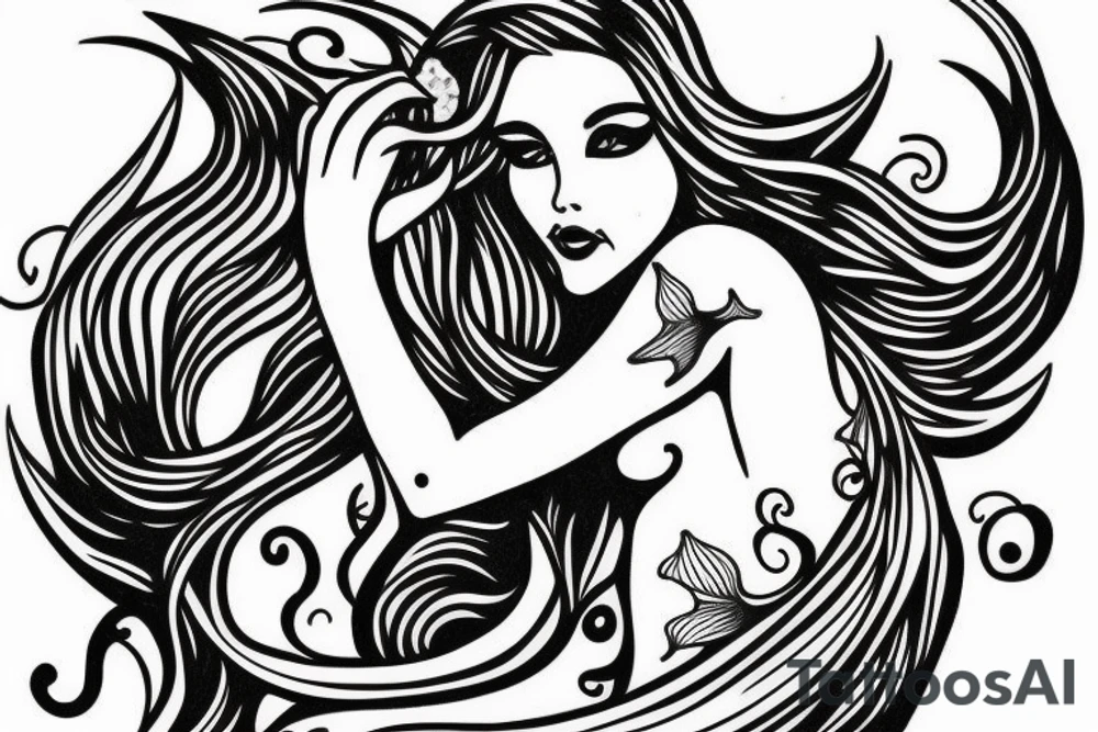 Realistic Mermaid for forearm tattoo idea