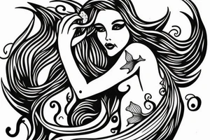 Realistic Mermaid for forearm tattoo idea