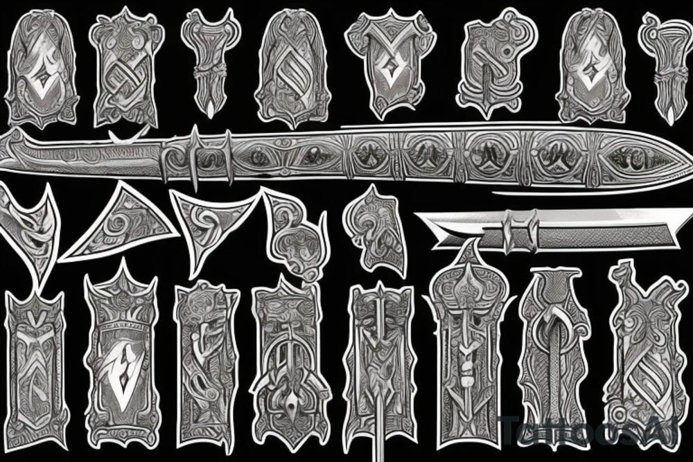 King Arthur's swors Excalibur in stone tattoo idea