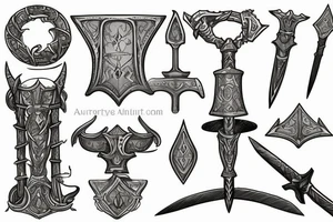 King Arthur's sword Excalibur in stone tattoo idea