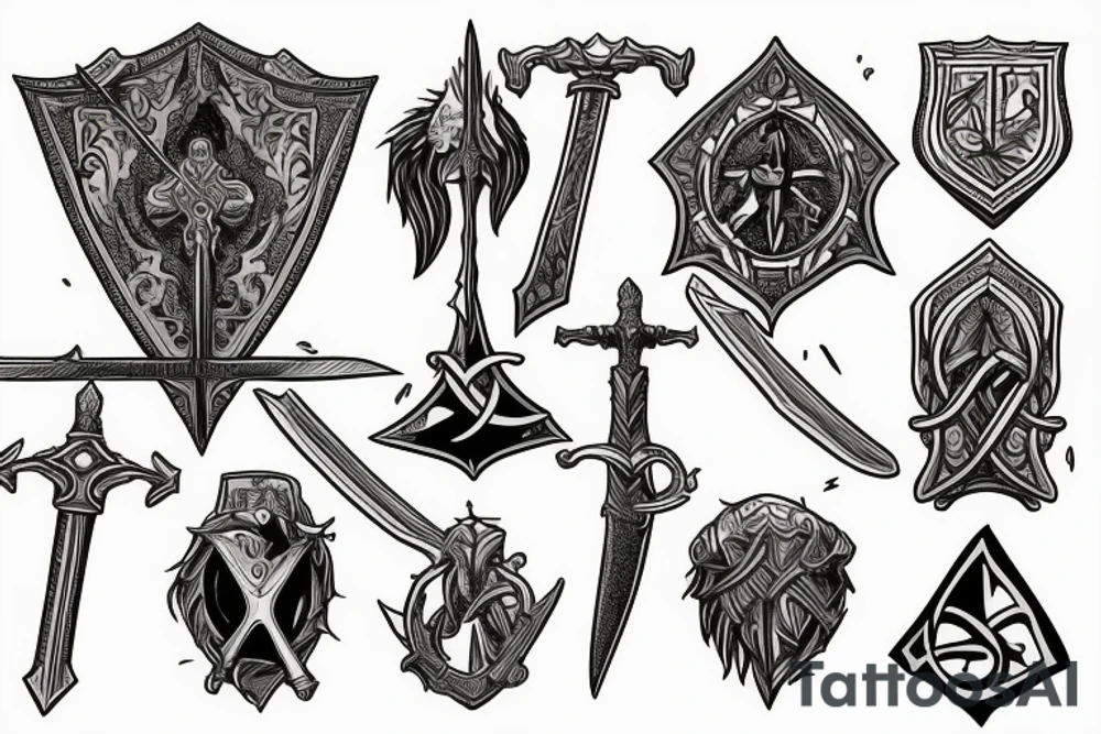 King Arthur's sword Excalibur tattoo idea