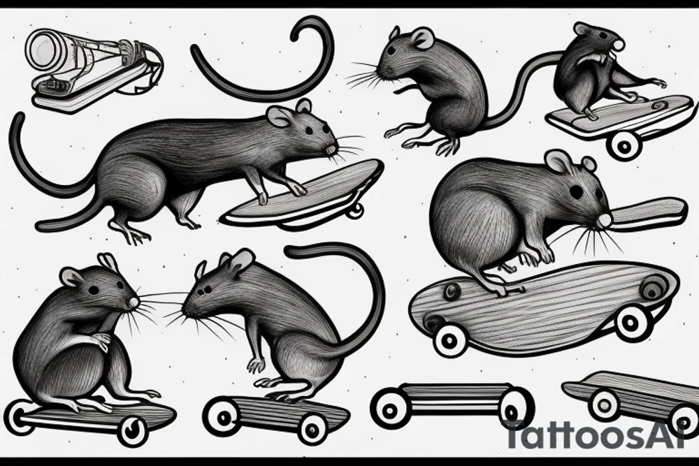 rat on skateboard tattoo idea
