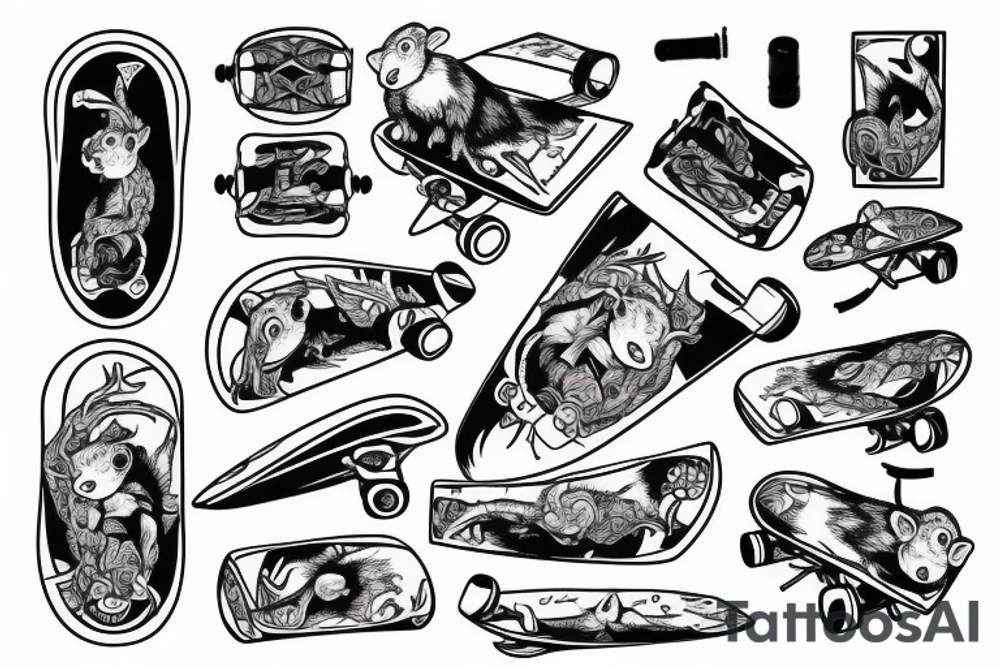 rat on skateboard tattoo idea