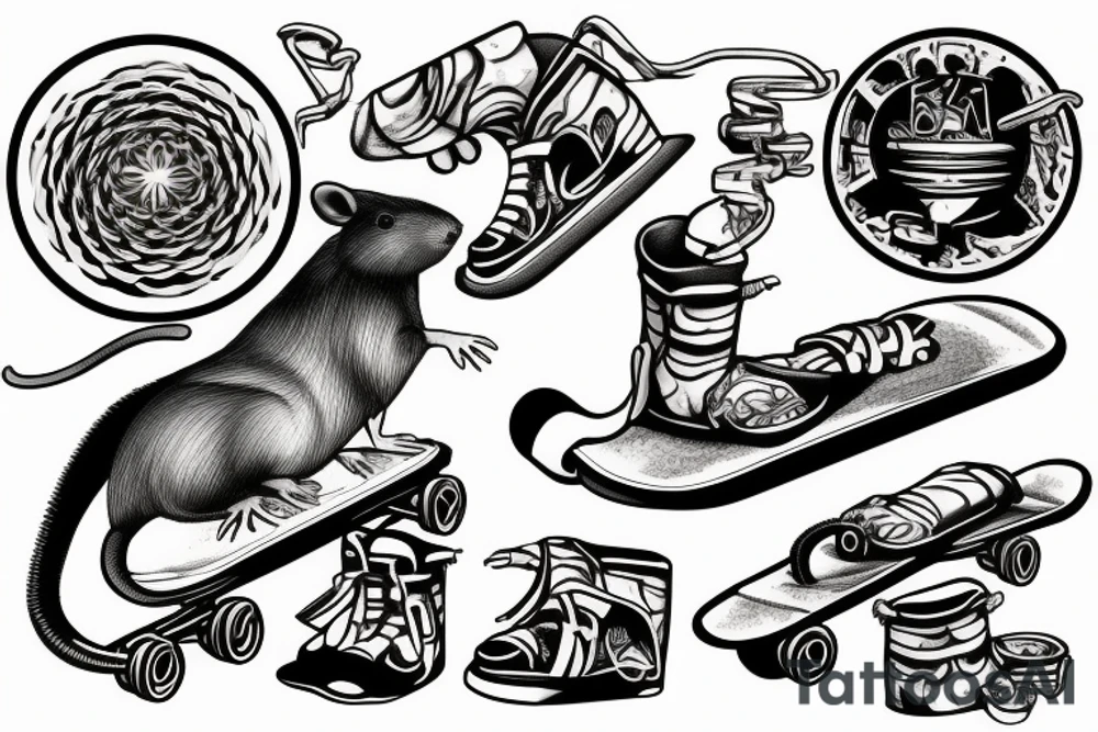 rat on skateboard tattoo idea