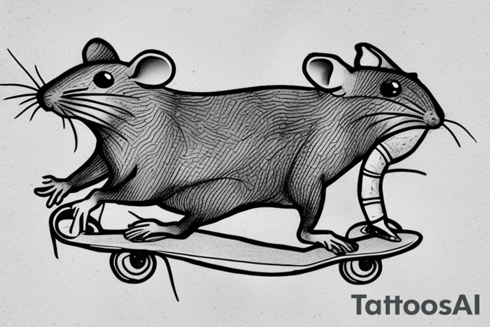 rat on skateboard tattoo idea