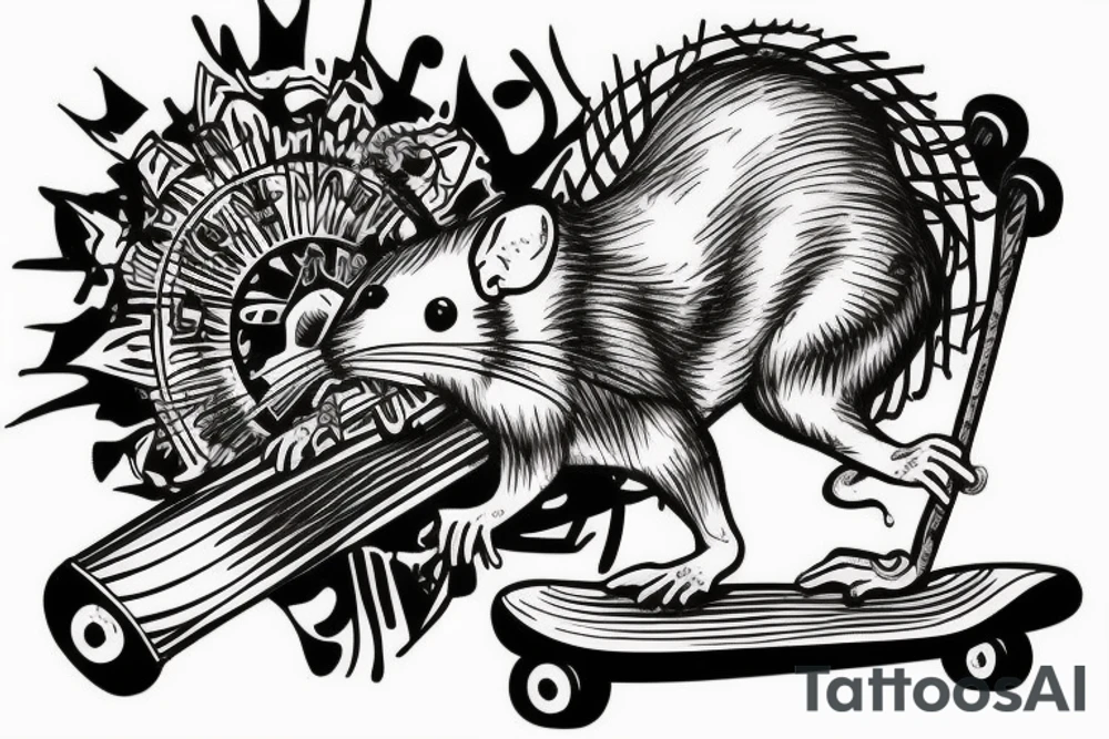 rat on skateboard tattoo idea
