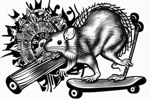 rat on skateboard tattoo idea
