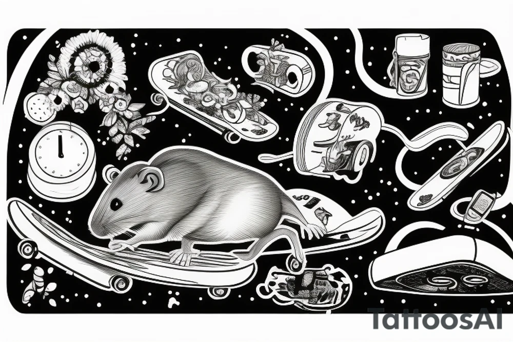 rat on skateboard tattoo idea