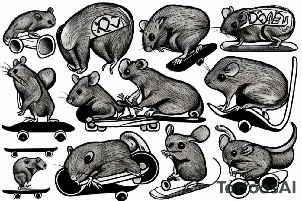 rat on skateboard tattoo idea
