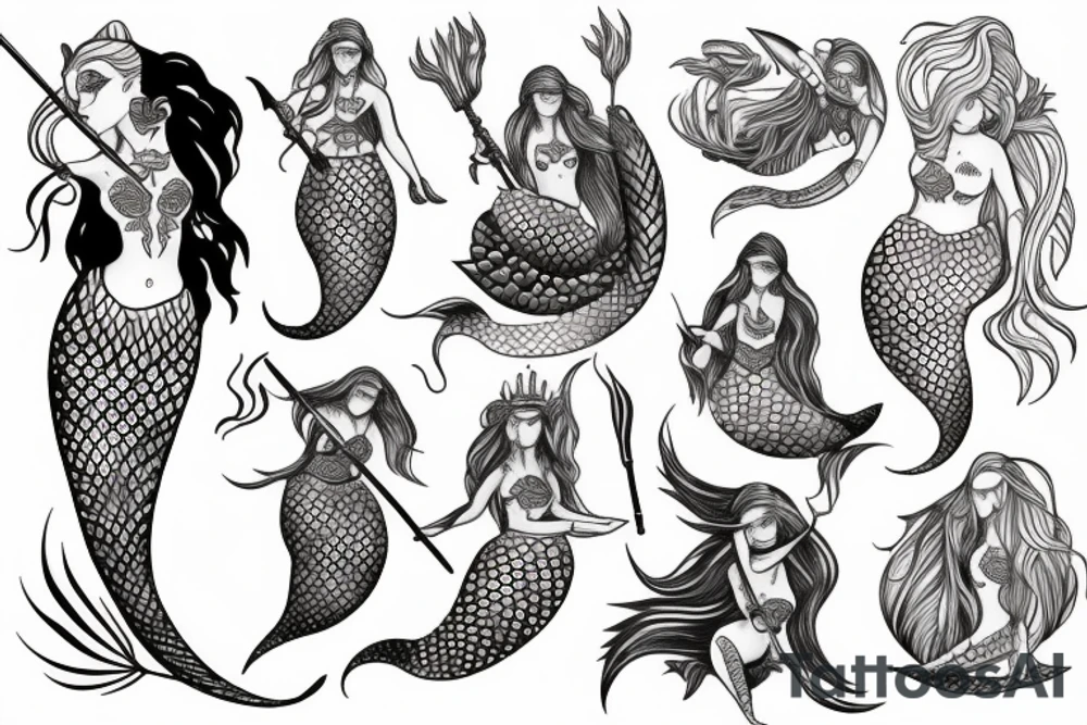 Mermaid warrior tattoo idea