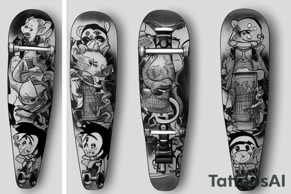 rat on skateboard tattoo idea