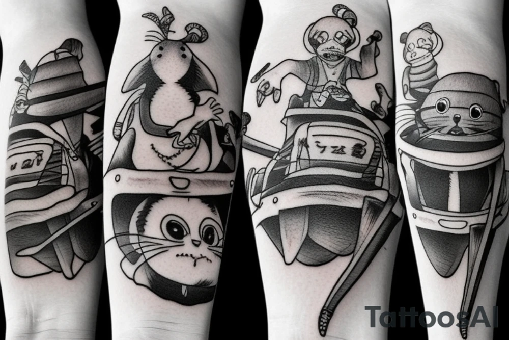 rat on skateboard tattoo idea