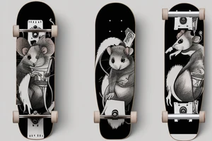 rat sit on skateboard tattoo idea