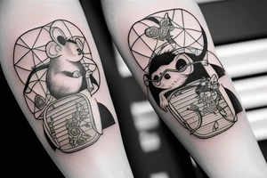 rat sit on skateboard tattoo idea