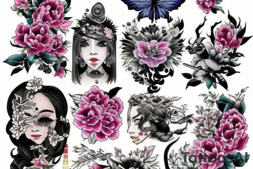 需要两套情路纹身 纹身图片是蝴蝶，男女各一半 tattoo idea