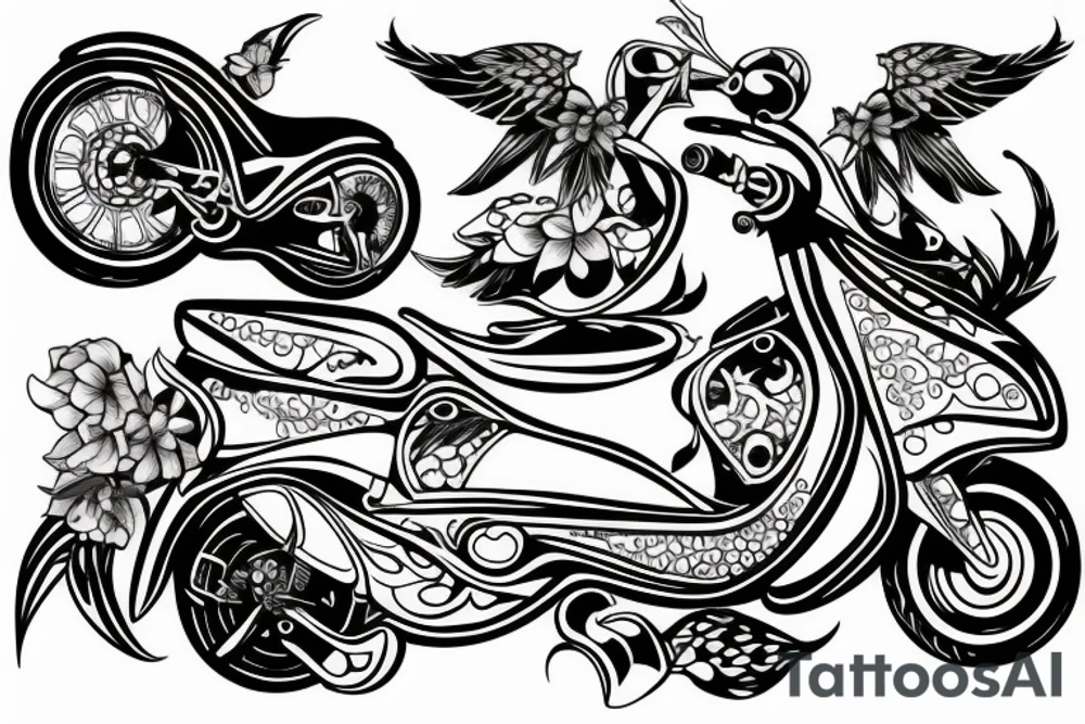 Modern looking scooter tattoo idea