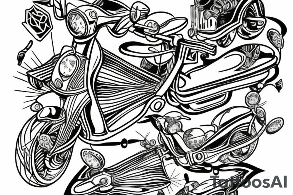 Modern looking scooter tattoo idea