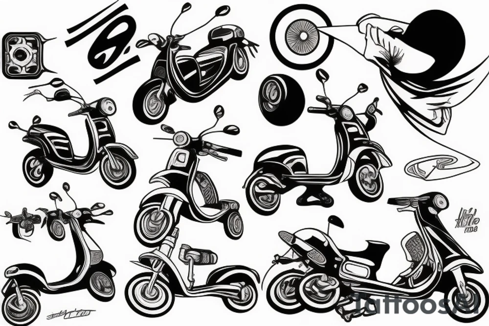 Modern looking scooter tattoo idea