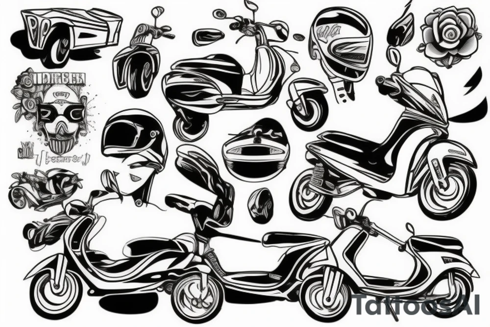 Modern looking scooter tattoo idea