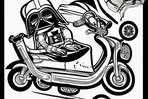 Darth Vader driving a scooter in space tattoo idea
