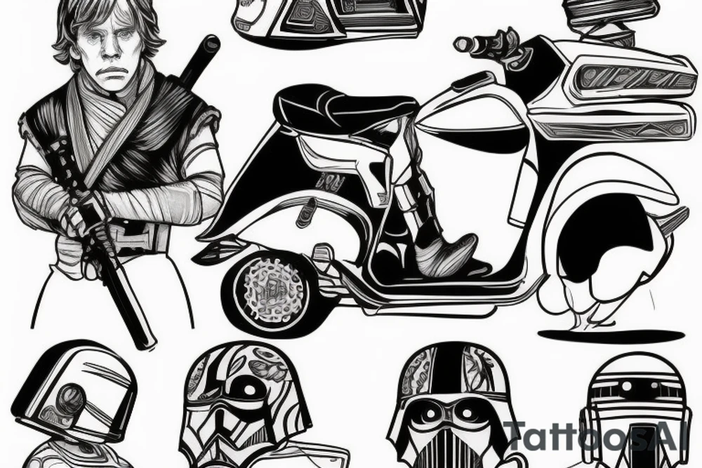 Luke Skywalker riding a scooter tattoo idea