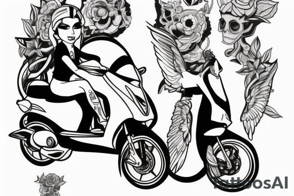 Prensen Leia riding a scooter tattoo idea