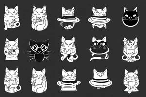 black cat with a funny hat and sweater tattoo idea