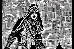 Assassin's creed assassin on the roof looking down at the city in modern times tattoo idea
