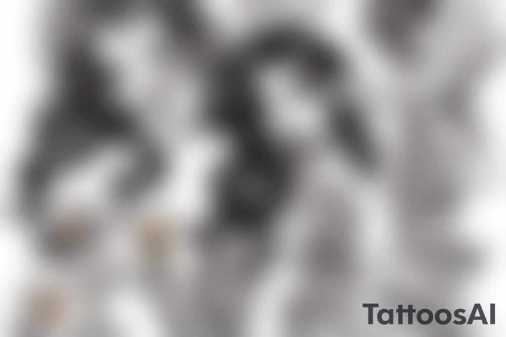 Mermaids drinking whiskey use pastel colors tattoo idea