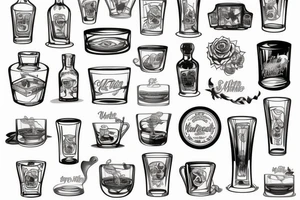 Whiskey glass with Pastel colours white background tattoo idea