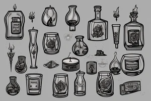Candle burning in whiskey glass tattoo idea