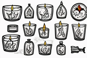 Candle burning in whiskey glass tattoo idea