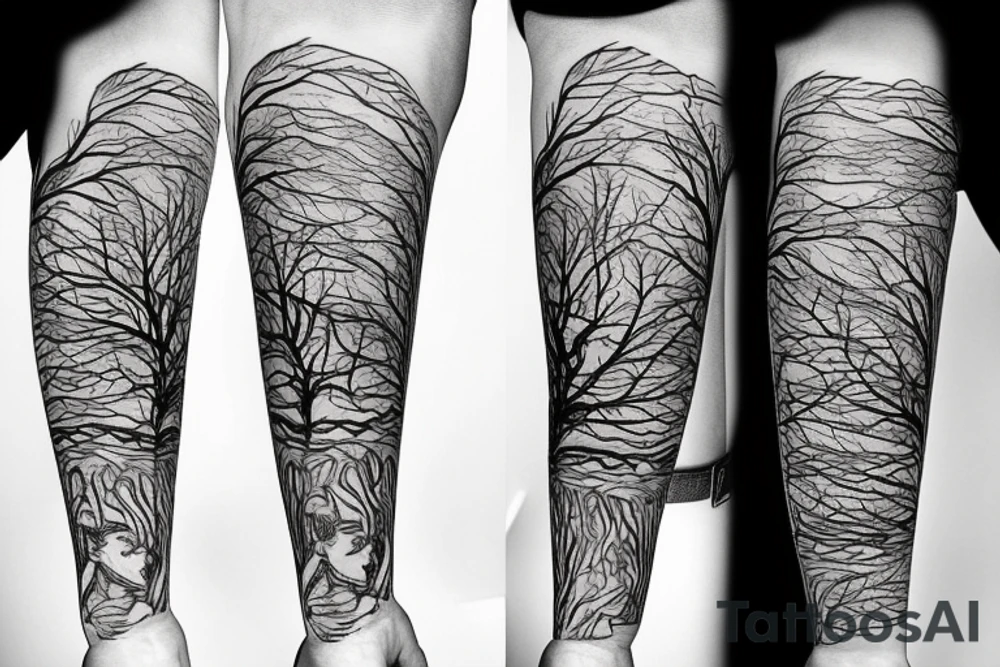 Line tree tattoo idea