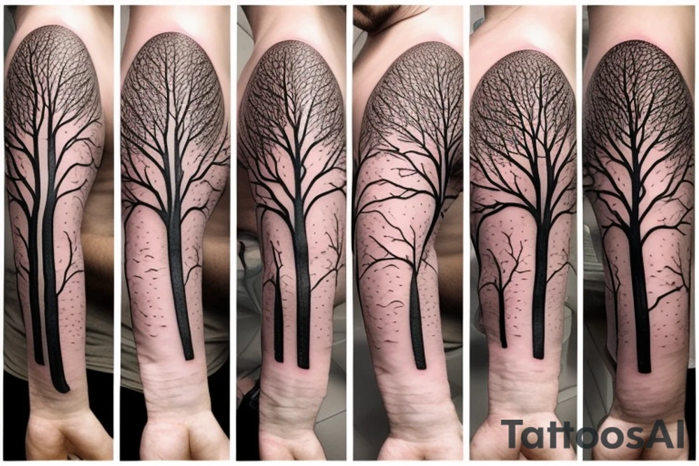 Line tree tattoo idea