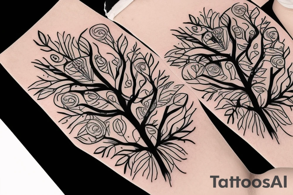 Line tree little pine tattoo idea