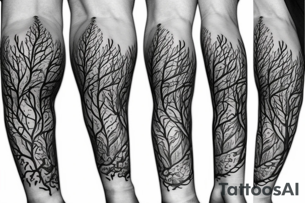 Line tree little pine tattoo idea